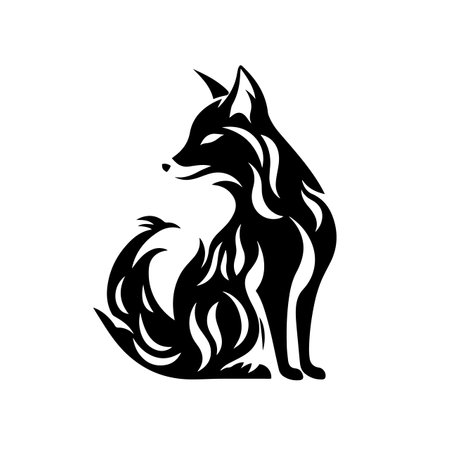 Fiery Fox silhouette vector illustration. Fiery Fox silhouette, Icon and Sign.のイラスト素材