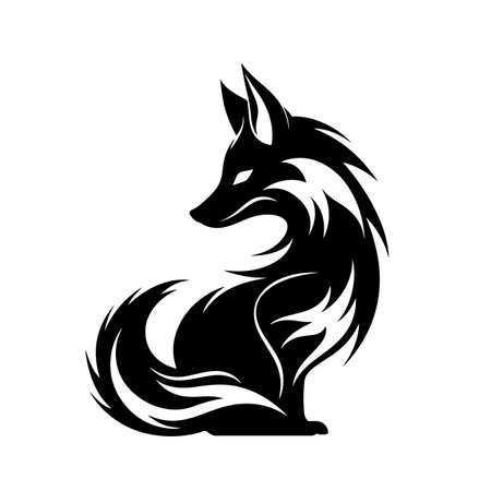 Fiery Fox silhouette vector illustration. Fiery Fox silhouette, Icon and Sign.のイラスト素材