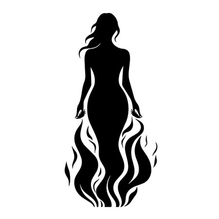 Fire silhouette vector illustration. Fire silhouette, Icon and Sign.のイラスト素材