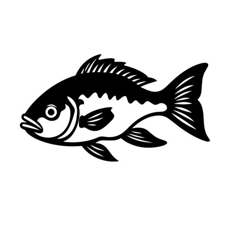 Fish silhouette vector illustration. Fish silhouette, Icon and Sign.のイラスト素材