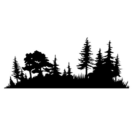 Forest silhouette vector illustration. Forest silhouette, Icon and Sign.のイラスト素材
