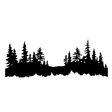 Forest silhouette vector illustration. Forest silhouette, Icon and Sign.のイラスト素材