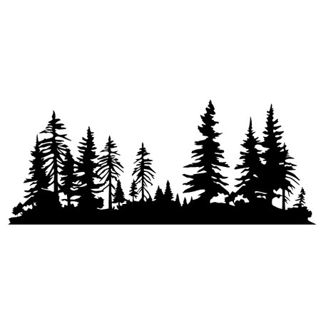 Forest silhouette vector illustration. Forest silhouette, Icon and Sign.のイラスト素材