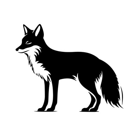 Fox silhouette vector illustration. Fox silhouette, Icon and Sign.のイラスト素材