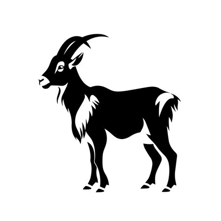 Goat silhouette vector illustration. Goat silhouette, Icon and Sign.のイラスト素材