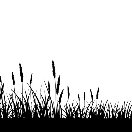 Grass silhouette vector illustration. Grass silhouette, Icon and Sign.のイラスト素材