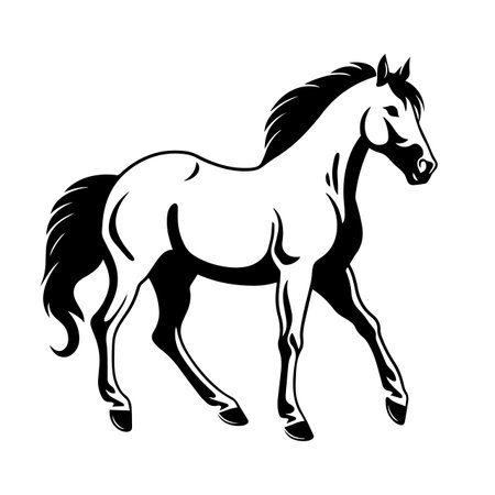 Horse silhouette vector illustration. Horse silhouette, Icon and Sign.のイラスト素材