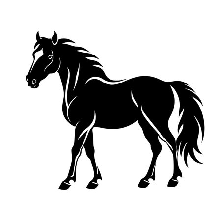Horse silhouette vector illustration. Horse silhouette, Icon and Sign.のイラスト素材