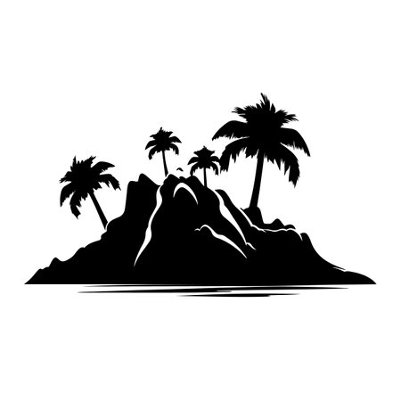 Island silhouette vector illustration. Island silhouette, Icon and Sign.のイラスト素材
