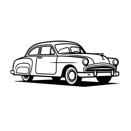 line retro car logo vector illustration. line retro car logo, Icon and Sign.のイラスト素材