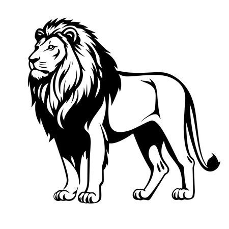 Lion silhouette vector illustration. Lion silhouette, Icon and Sign.のイラスト素材