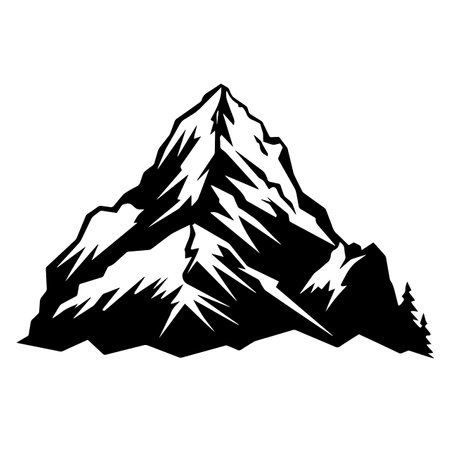 Majestic Mountain silhouette vector illustration. Majestic Mountain silhouette, Icon and Sign.のイラスト素材