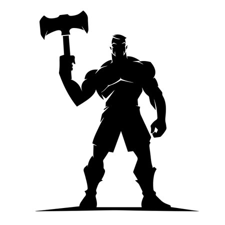 Mighty Hammer silhouette vector illustration. Mighty Hammer silhouette, Icon and Sign.のイラスト素材