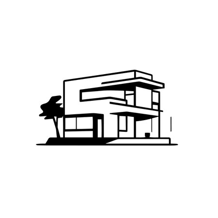 Minimalist modern house logo vector illustration. Minimalist modern house logo, Icon and Sign.のイラスト素材