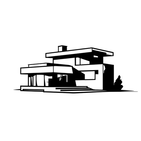 Minimalist modern house logo vector illustration. Minimalist modern house logo, Icon and Sign.のイラスト素材