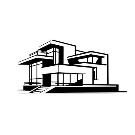Minimalist modern house logo vector illustration. Minimalist modern house logo, Icon and Sign.のイラスト素材