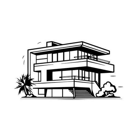 Minimalist modern house logo vector illustration. Minimalist modern house logo, Icon and Sign.のイラスト素材