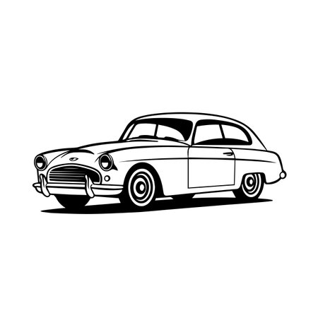 Minimalist vintage car logo vector illustration. Minimalist vintage car logo, Icon and Sign.のイラスト素材