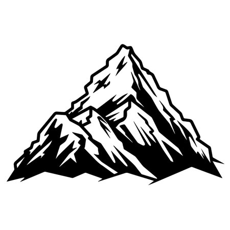 Mountain silhouette vector illustration. Mountain silhouette, Icon and Sign.のイラスト素材