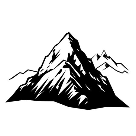 Mountain silhouette vector illustration. Mountain silhouette, Icon and Sign.のイラスト素材