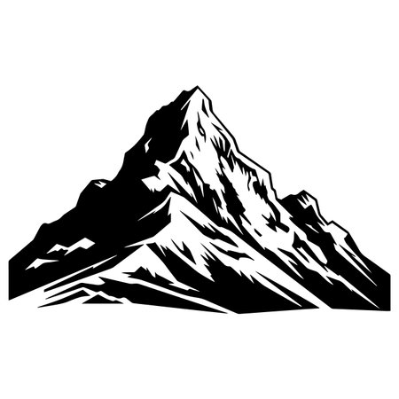 Mountain silhouette vector illustration. Mountain silhouette, Icon and Sign.のイラスト素材