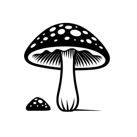 Mushroom silhouette vector illustration. Mushroom silhouette, Icon and Sign.のイラスト素材