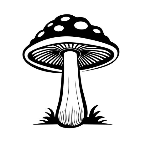 Mushroom silhouette vector illustration. Mushroom silhouette, Icon and Sign.のイラスト素材