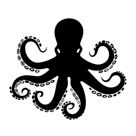 Octopus silhouette vector illustration. Octopus silhouette, Icon and Sign.のイラスト素材