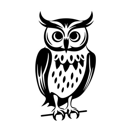 Owl silhouette vector illustration. Owl silhouette, Icon and Sign.のイラスト素材