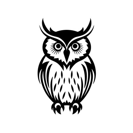 Owl silhouette vector illustration. Owl silhouette, Icon and Sign.のイラスト素材