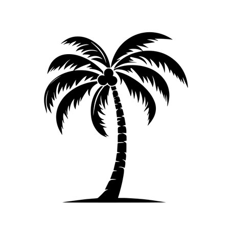 Palm tree silhouette vector illustration. Palm tree silhouette, Icon and Sign.のイラスト素材