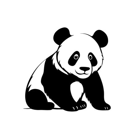 Panda silhouette vector illustration. Panda silhouette, Icon and Sign.のイラスト素材
