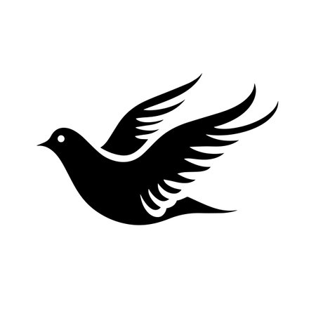 Peace Dove silhouette vector illustration. Peace Dove silhouette, Icon and Sign.のイラスト素材