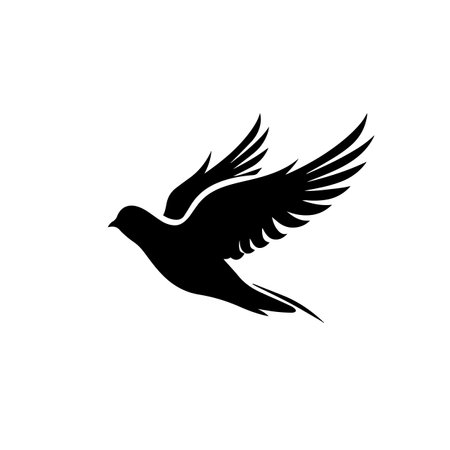 Peace Dove silhouette vector illustration. Peace Dove silhouette, Icon and Sign.のイラスト素材