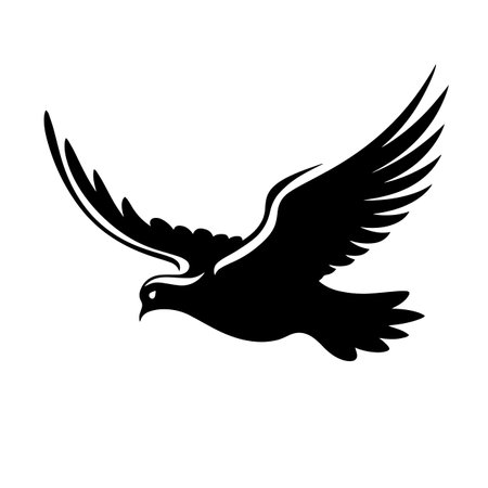 Peace Dove silhouette vector illustration. Peace Dove silhouette, Icon and Sign.のイラスト素材