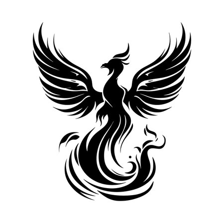 Phoenix silhouette vector illustration. Phoenix silhouette, Icon and Sign.のイラスト素材