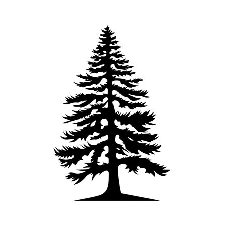 Pine tree silhouette vector illustration. Pine tree silhouette, Icon and Sign.のイラスト素材