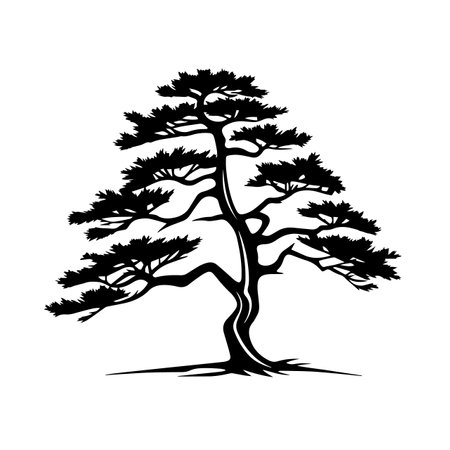 Pine tree silhouette vector illustration. Pine tree silhouette, Icon and Sign.のイラスト素材