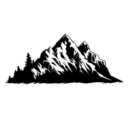 Pixelated Peak silhouette vector illustration. Pixelated Peak silhouette, Icon and Sign.のイラスト素材