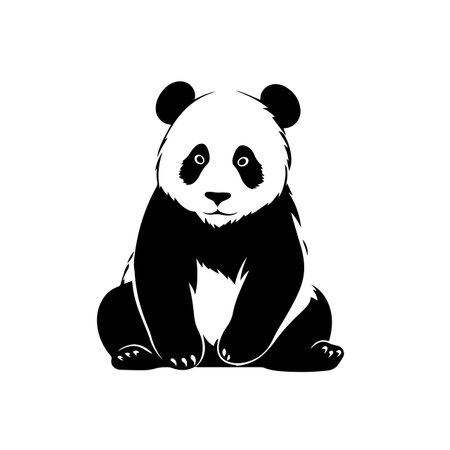 Playful Panda silhouette vector illustration. Playful Panda silhouette, Icon and Sign.のイラスト素材