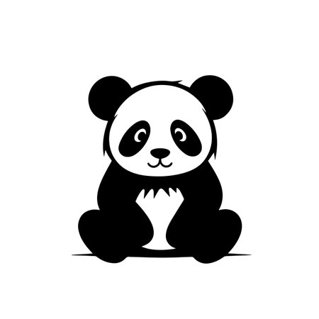 Playful Panda silhouette vector illustration. Playful Panda silhouette, Icon and Sign.のイラスト素材