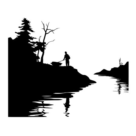 River silhouette vector illustration. River silhouette, Icon and Sign.のイラスト素材