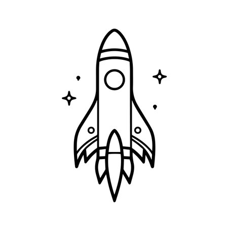 Rocket silhouette vector illustration. Rocket silhouette, Icon and Sign.のイラスト素材