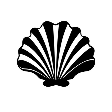 Seashell silhouette vector illustration. Seashell silhouette, Icon and Sign.のイラスト素材