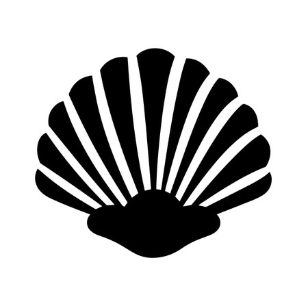 Seashell silhouette vector illustration. Seashell silhouette, Icon and Sign.のイラスト素材