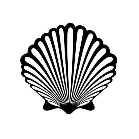 Seashell silhouette vector illustration. Seashell silhouette, Icon and Sign.のイラスト素材