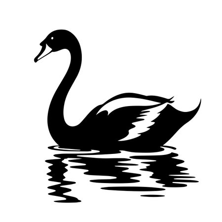 Serene Swan silhouette vector illustration. Serene Swan silhouette, Icon and Sign.のイラスト素材