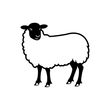 Sheep silhouette vector illustration. Sheep silhouette, Icon and Sign.のイラスト素材