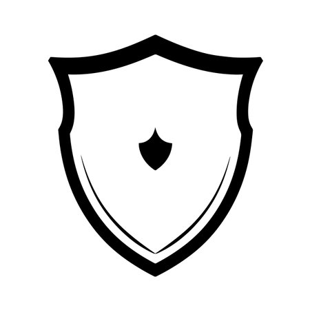 Shield silhouette vector illustration. Shield silhouette, Icon and Sign.のイラスト素材