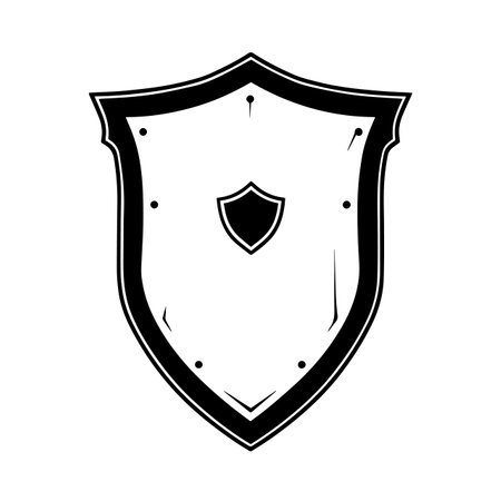 Shield silhouette vector illustration. Shield silhouette, Icon and Sign.のイラスト素材